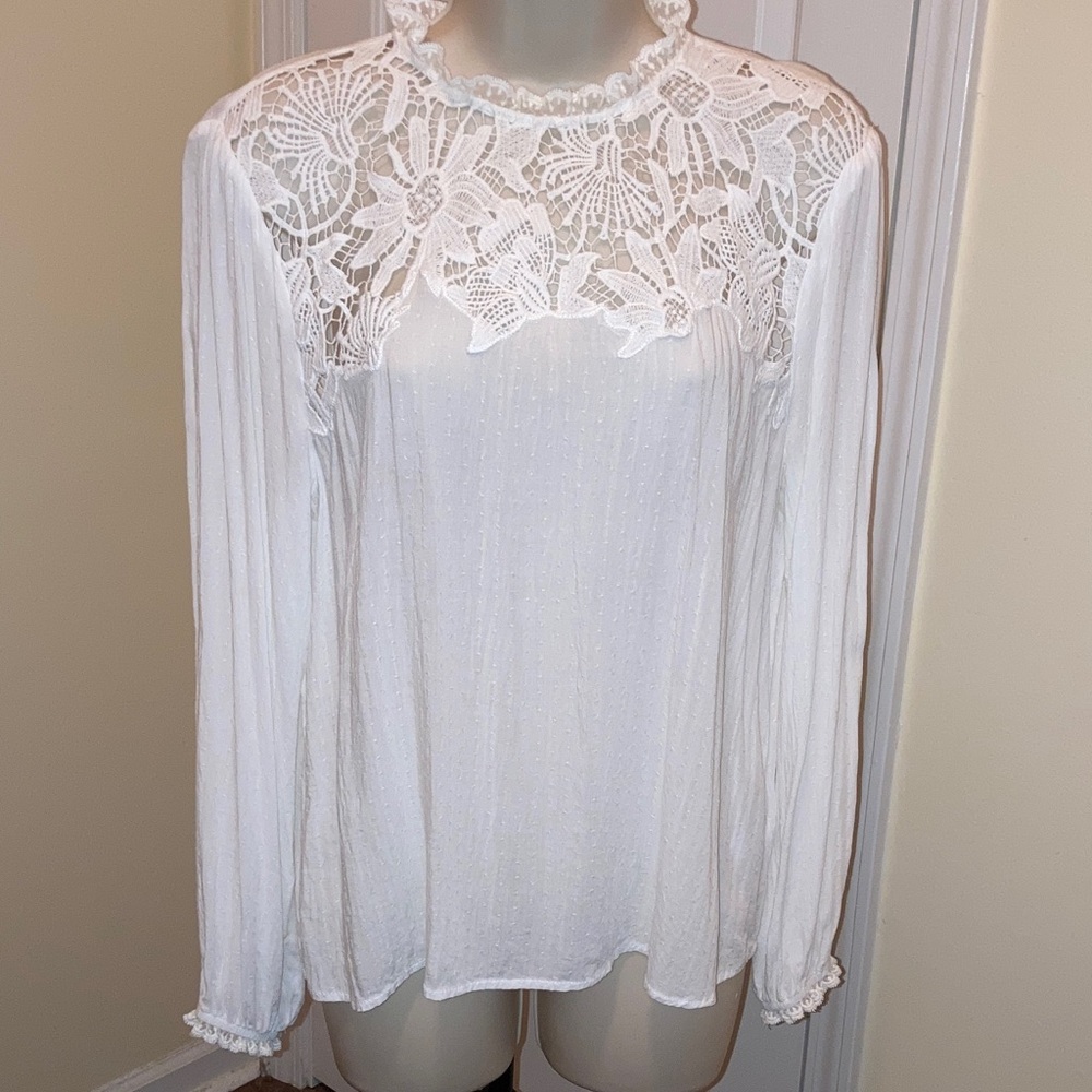 1. State Beautiful White Lace Blouse